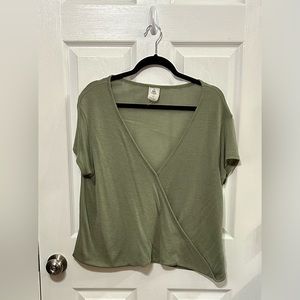 Olive faux wrap top
